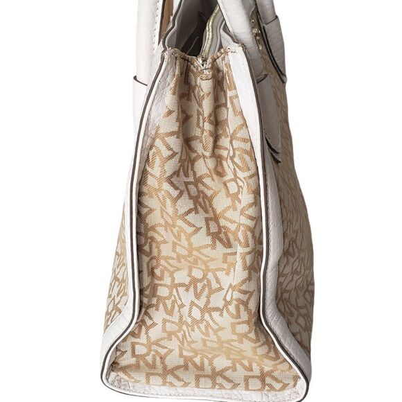 DKNY Logo Print Canvas & Leather Trimming Handbag - Picture 9 of 15